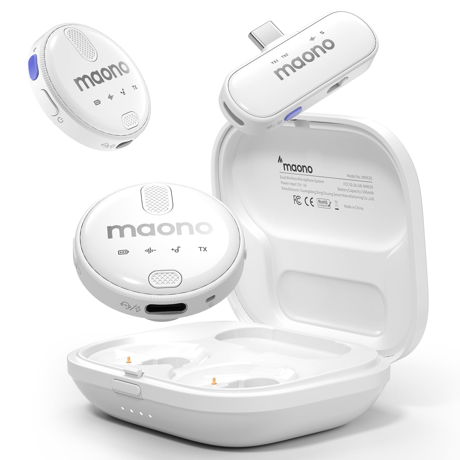 Maono Wireless Collar Mic For Youtube Pc And Type C Mobile, Noise Cancellation Lapel Mic With 6H Battery, 100M Transmission, Gai