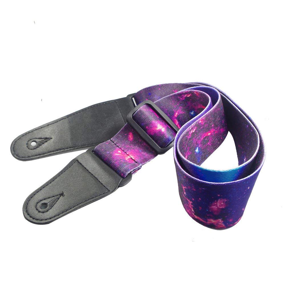 Wolfride Guitar Strap Colorful Guitar Shoulder Strap Purple Cloud Starry Sky Pattern for Acoustic Guitar Electric Guitar Bass