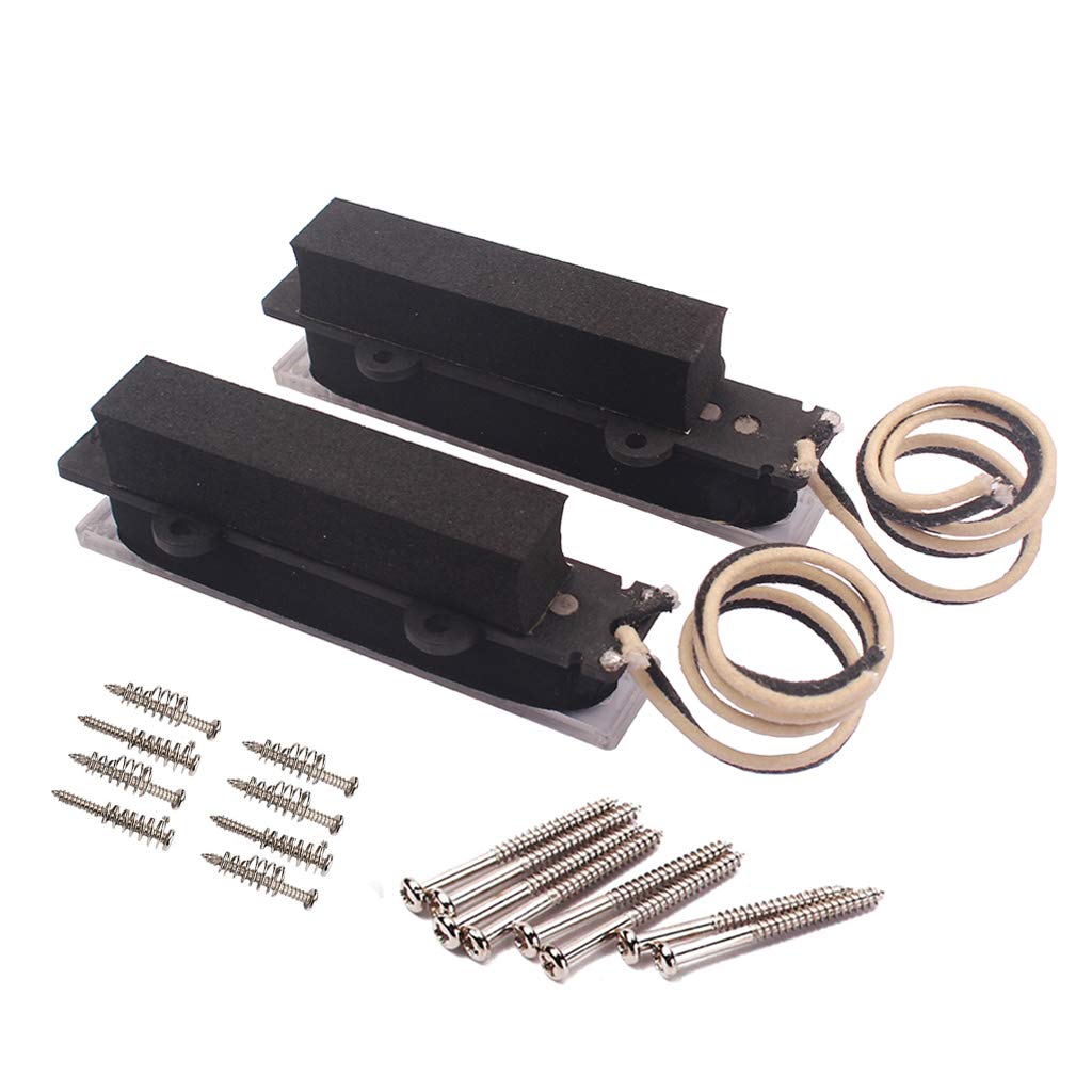 Alnicov 2 Pcs Bass Pickup Humbucker Pickup Set, Open Bridge Pickup for 5 String Jazz Bass JB Electric Bass Guitar