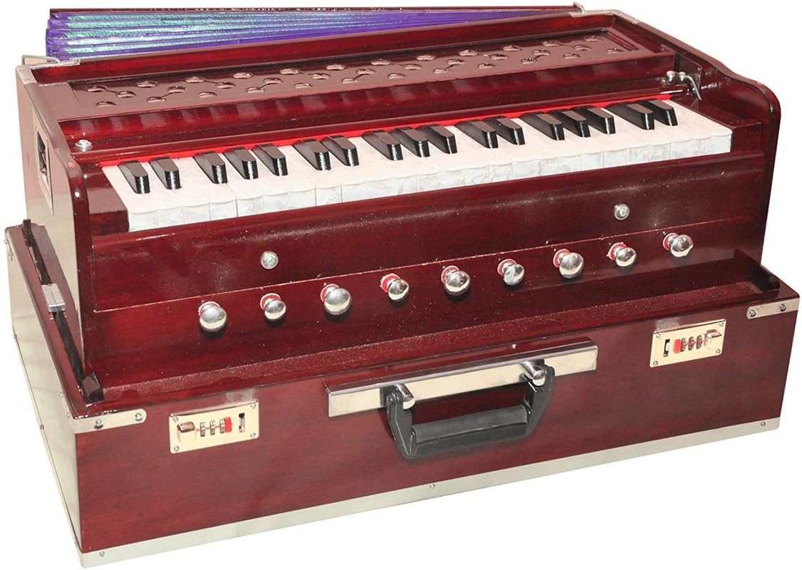 Jyotaksh Store Best Harmonium 9 Stopper, Chudidaar Bellow, 42 Key, Two Reed(Bass-Male),3 1/2 Octave,Coupler, (Folding Harmonium 
