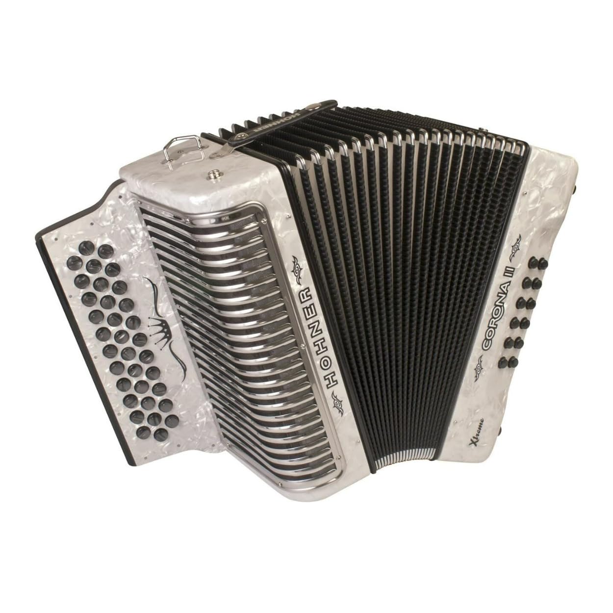 Hohner Corona Xtreme II 34-Button Accordion, FBbEb, Pearl White