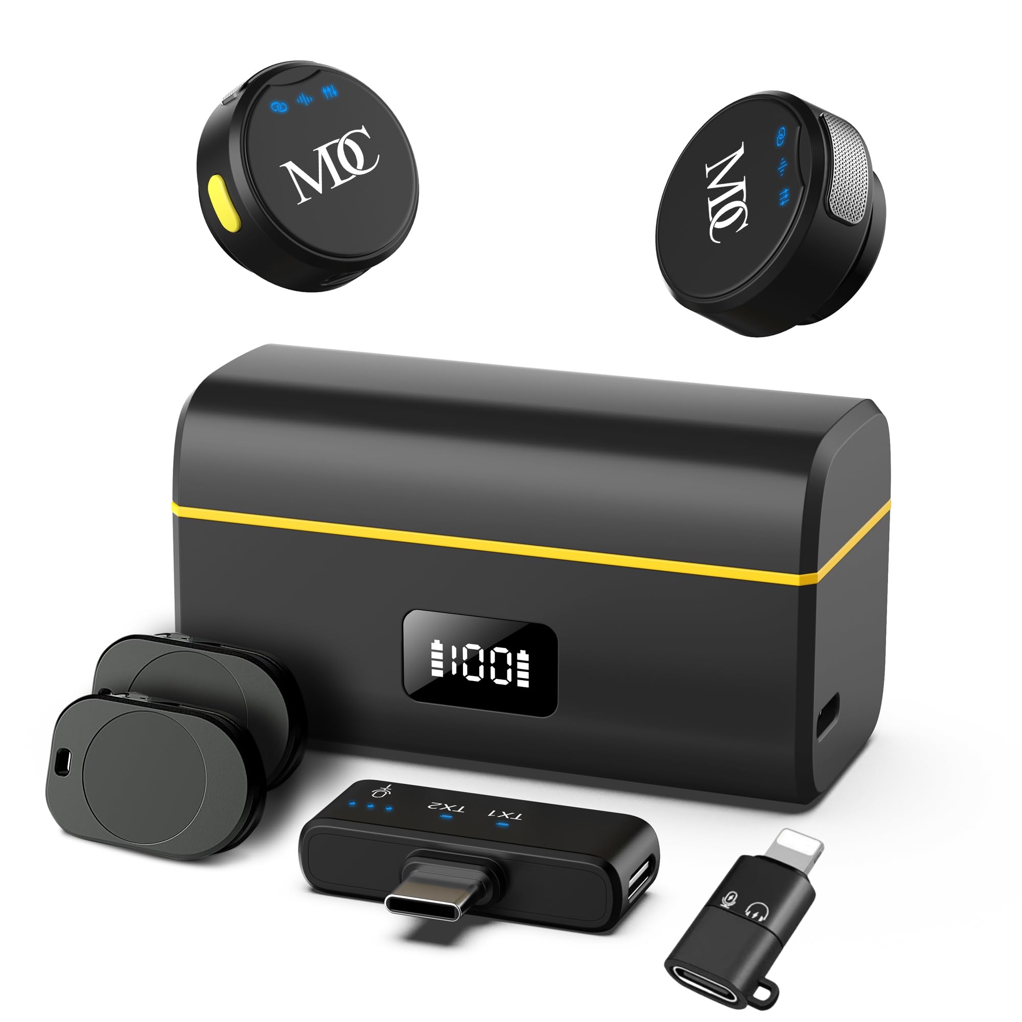 ODPPVAC Mini Microphone for Android Phone and iPhone 15, USB-C Wireless Lavalier Microphone, Noise Cancellation, 500ft Range, 20