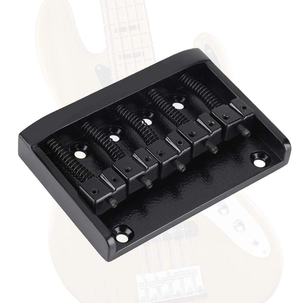 Fafeims Metal 5 String Guitar Saddle Bridge Plate Electric Bass Bridge Tailpiece Replacement Accessory(Black)