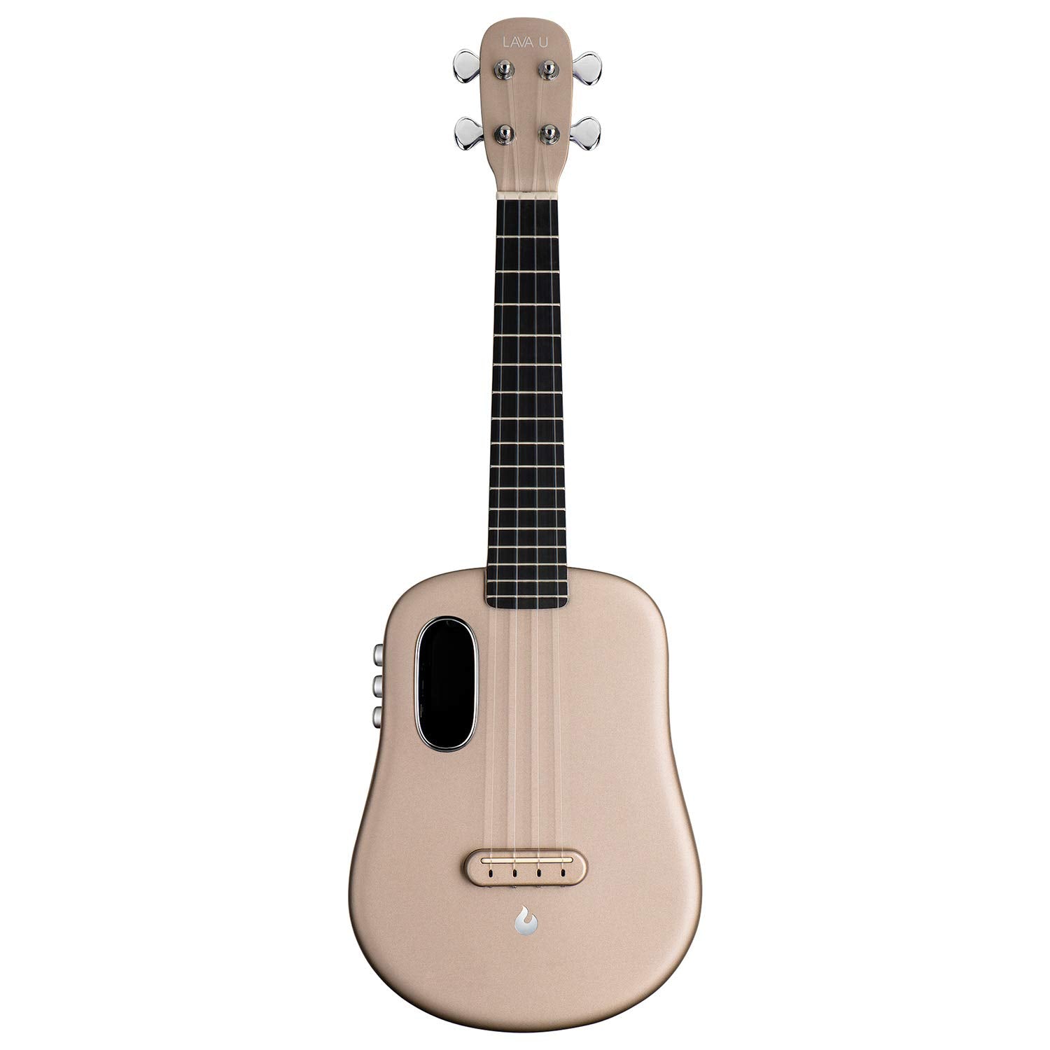 LAVA U Carbon Fiber Ukulele with Effects Concert Travel Ukulele with Case Pick and Charging Cable (FreeBoost, Sparkle Gold, 23-i