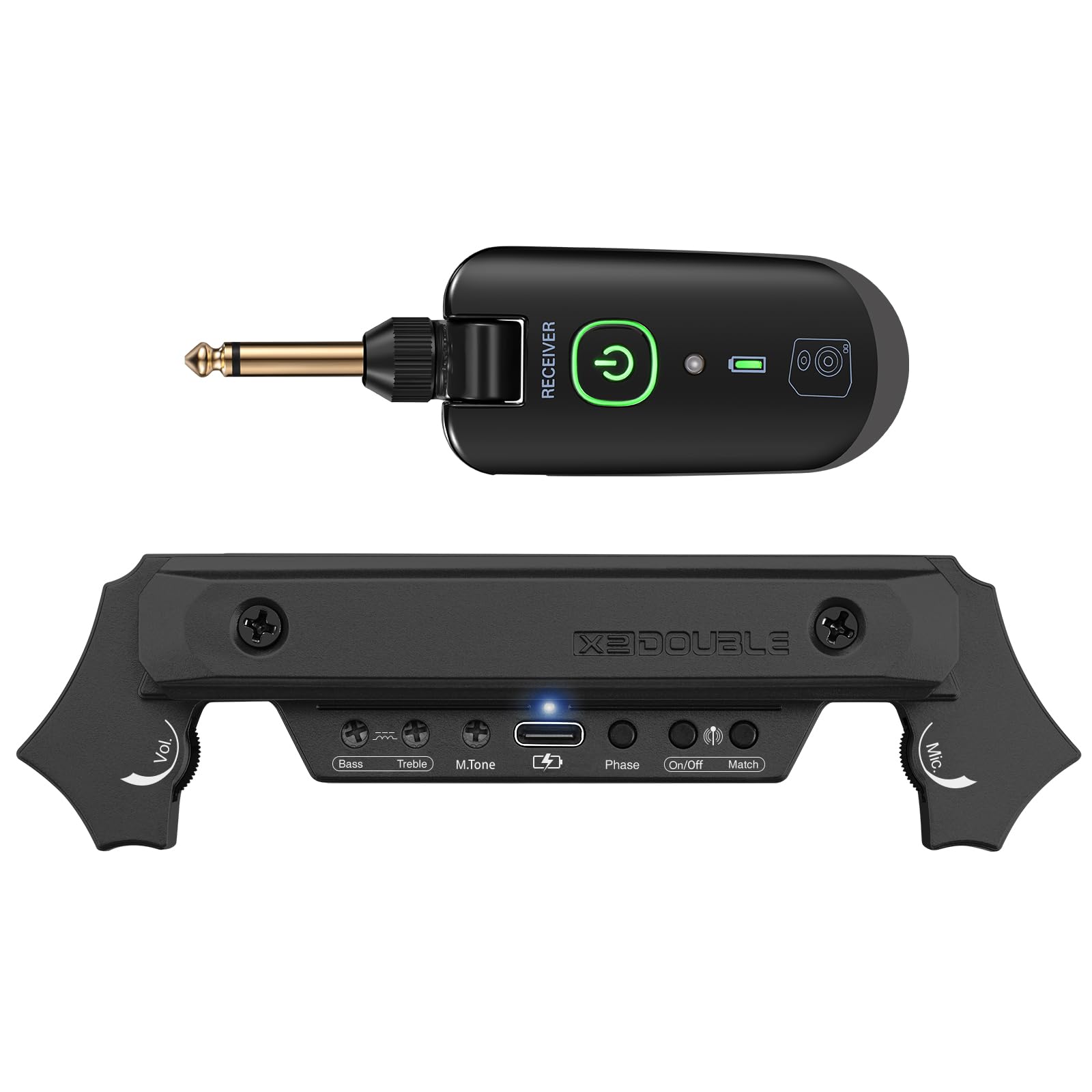 Wireless Acoustic Guitar Pickup Rechargable Magnetic And Microphone Soundhole Pickup For Acoustic Guitar Build-In Volume Control