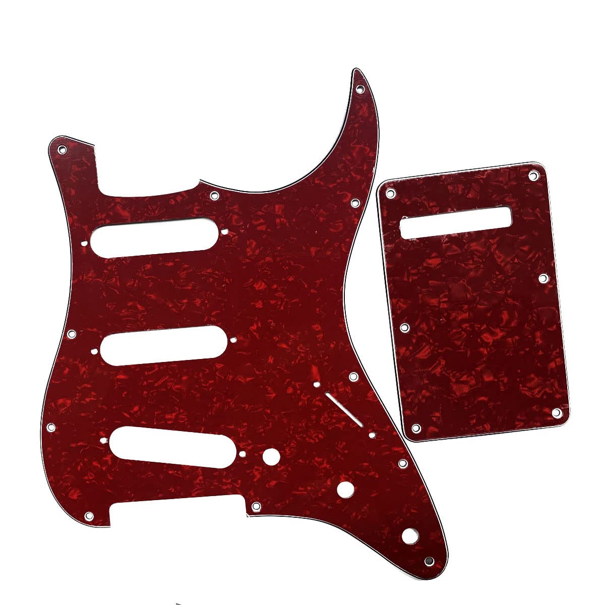 Dopro 11 Hole Strat SSS Pickguard ST Back Plate Trem Cover for USA/Mexican FD Strat Red Pearl