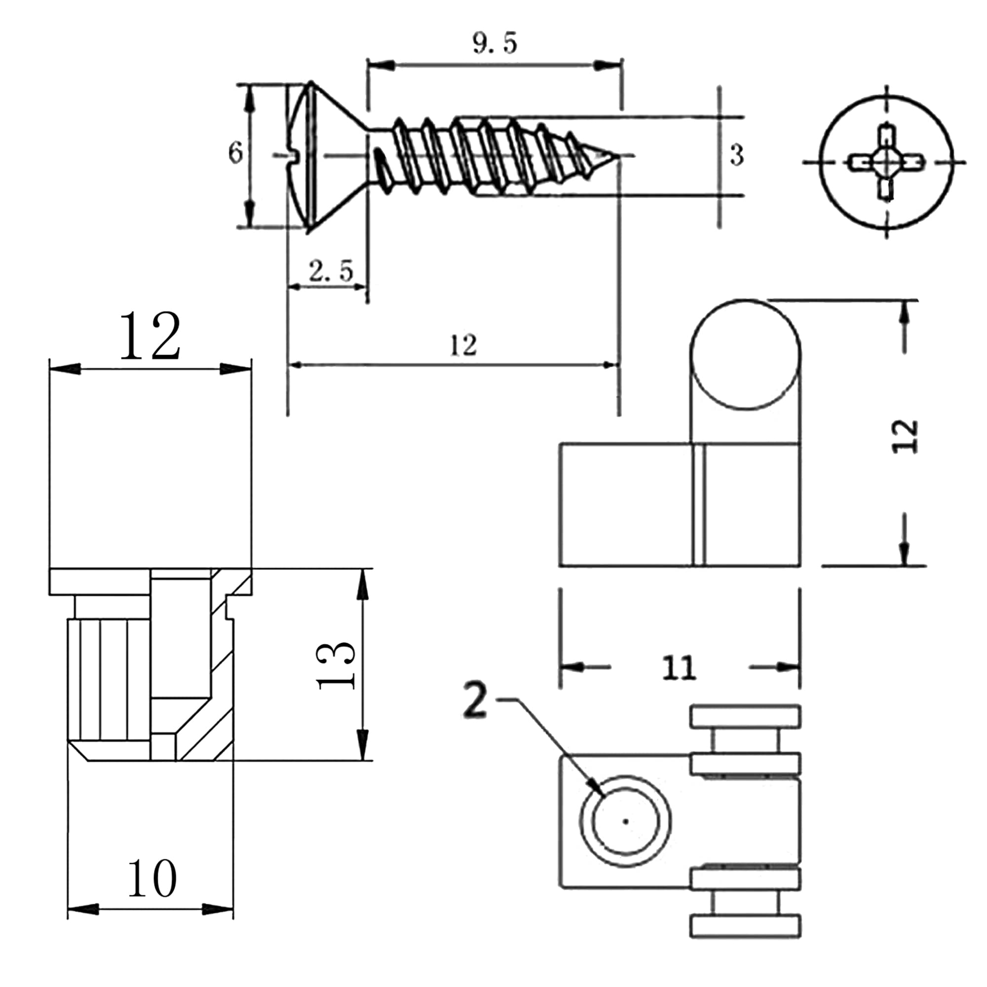 60Pcs Yootones Guitar String Mounting Ferrules+3MM Guards Scratch Plate Mounting Screws+Guitar String Tree Guides Retainer Compa