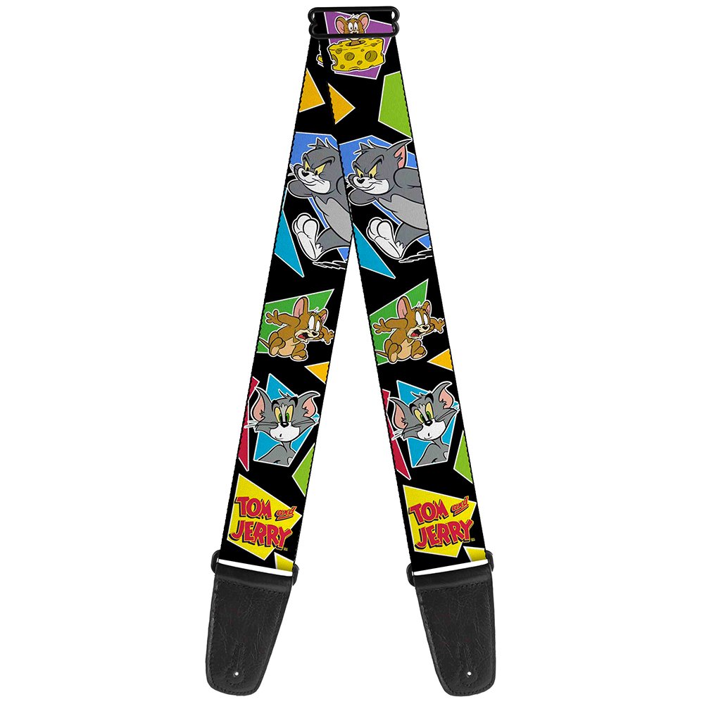 Buckle-Down Gs-Wtaj007 Guitar Strap - Tom & Jerry Poses Black/Multi Color (Vertical For Sp/Gs - From Wtaj004), 2'' Wide & 29-54'