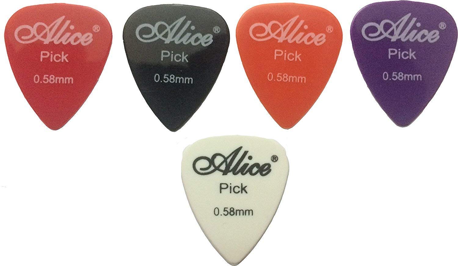 Sai Musicals Guitar Picks Plectrums Alice Imported 0.58Mm Set Of 5 Random Colour Picks