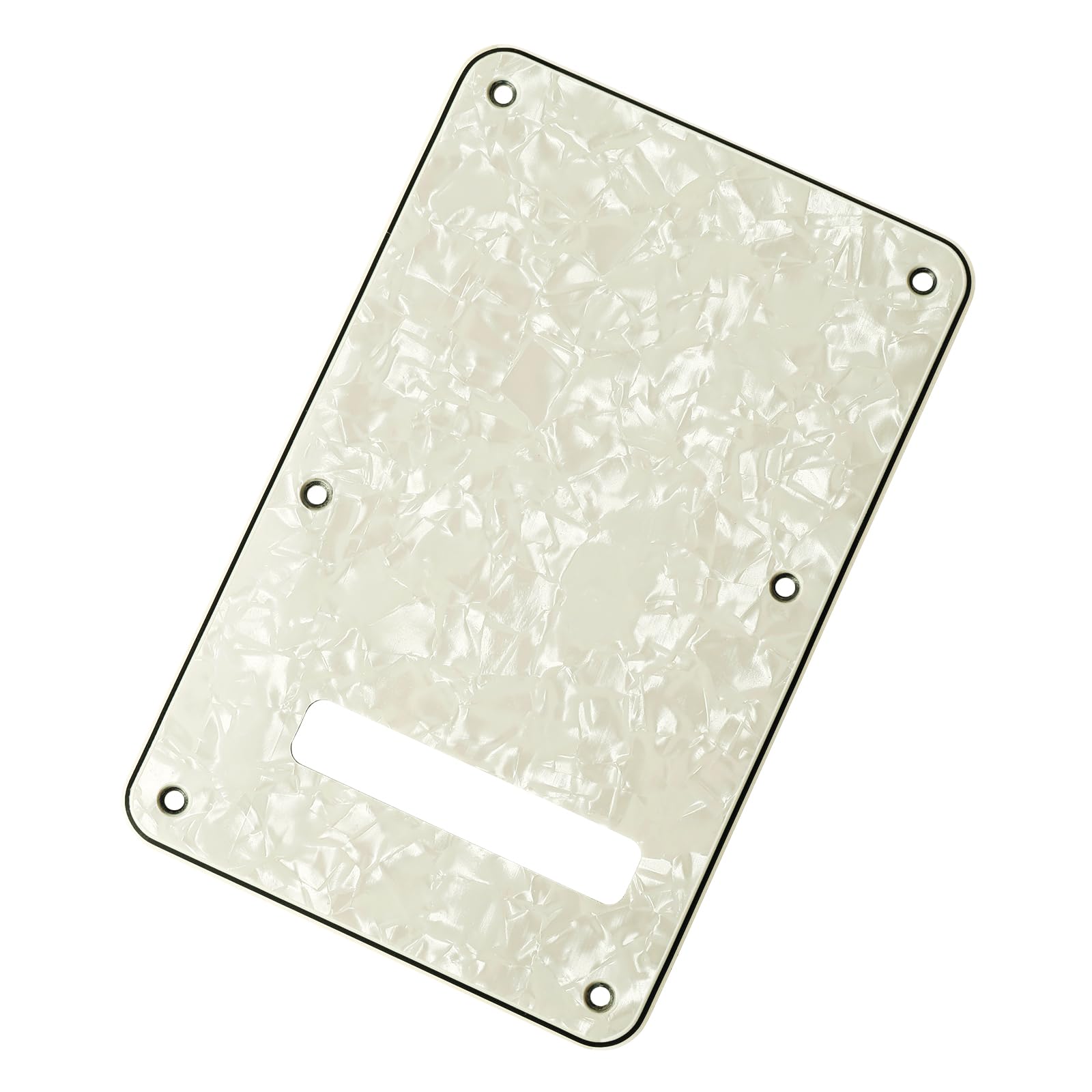 Banworks Electric Guitar 4 Ply Backplate 6-Hole Trem Tremolo Cover for USA/Mexican Fender Standard Strat ST JT/HGB-01 Vintage Wh