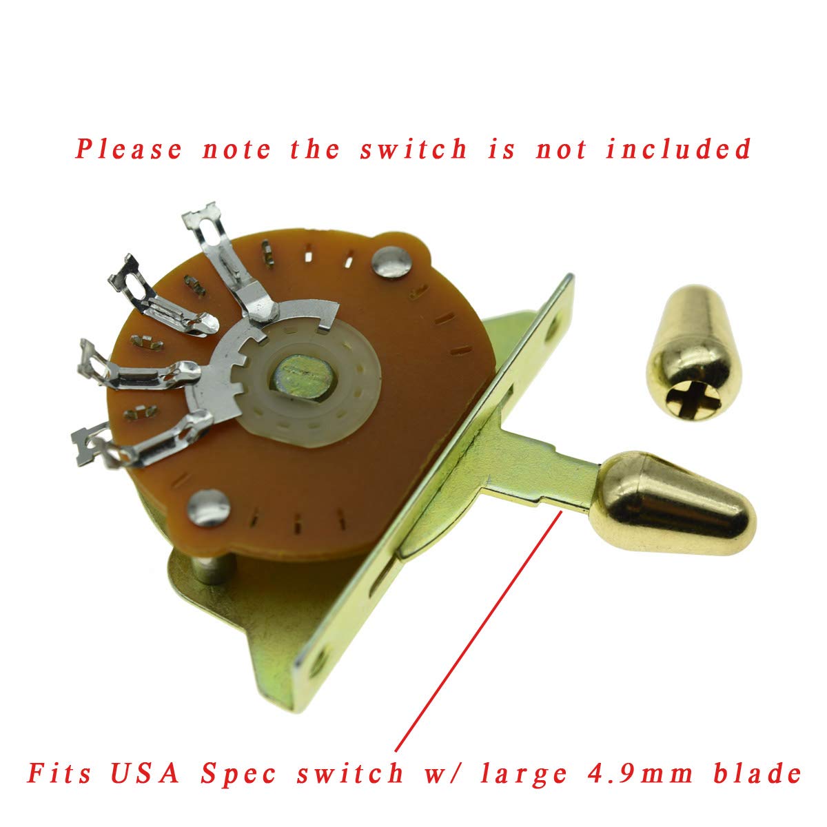 Dopro 2pcs Guitar 5 Way Pickup Switch Tip Switch Cap Switch Knob Fits USA FD Strat/Tele/Stratocaster Gold