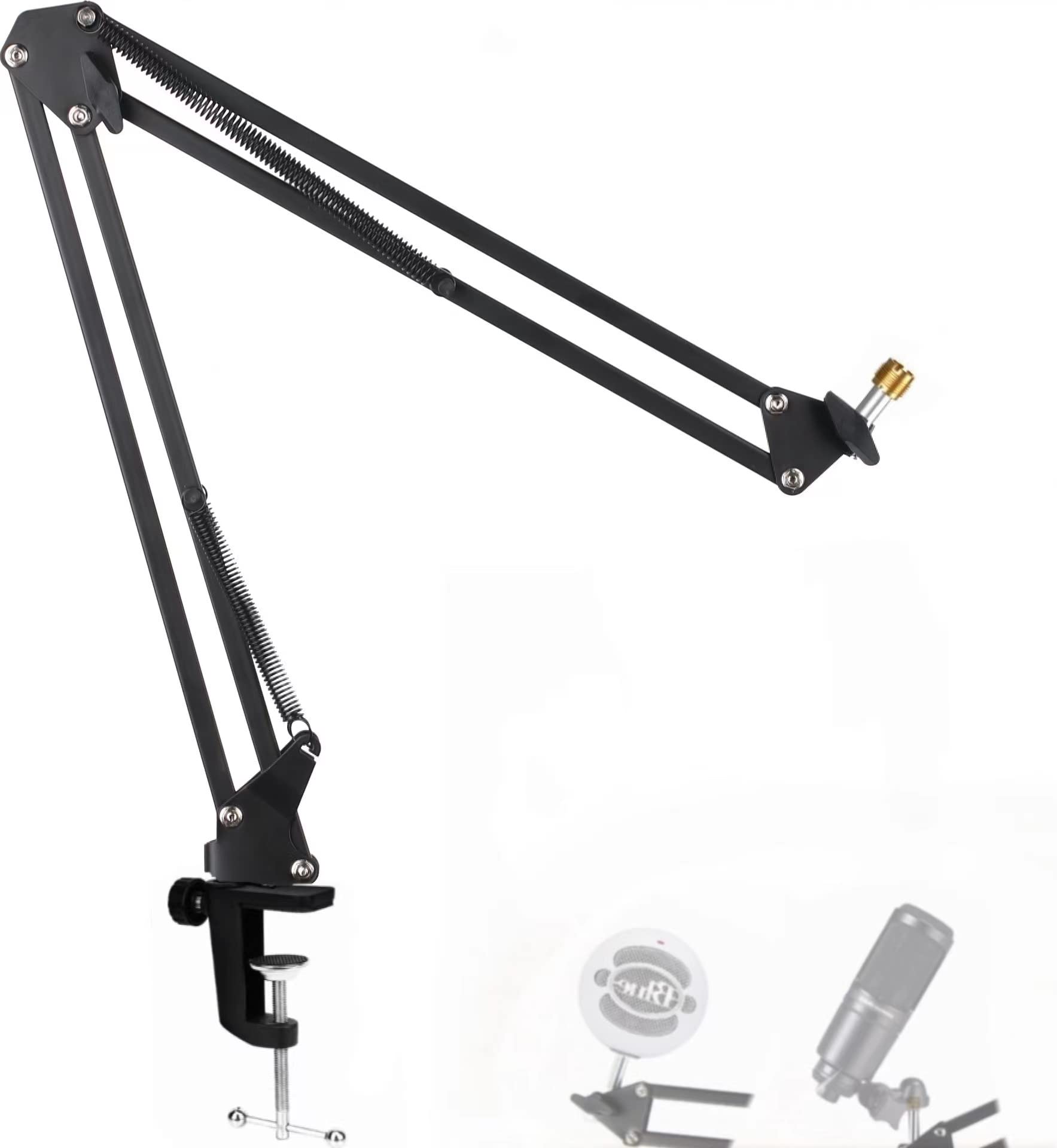 Snowball Mic Boom Arm - Heavy Duty Mic Boom Arm Desk Mount Adjustable Suspension Mic Stand Compatible With Audio-Technica At2020