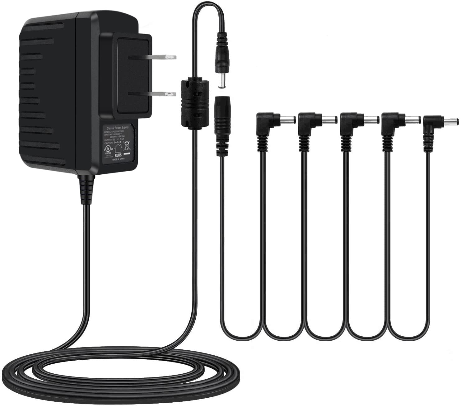 9V Guitar Pedal Power Supply Cord, Replacement for Boss Guitar Pedal Cable, with 5 Way Daisy Chain Power Cable, for Most Effect 