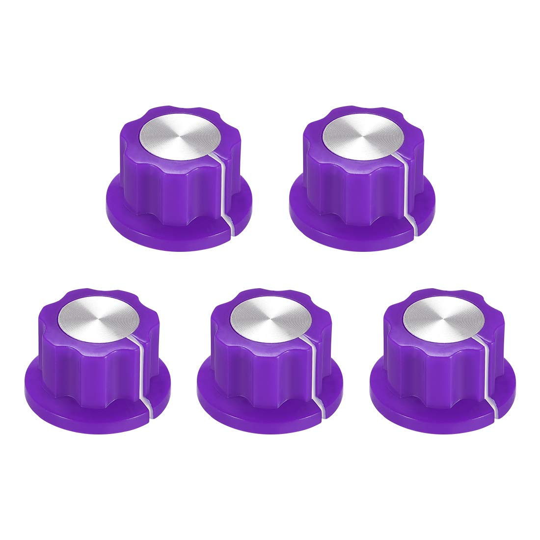 Uxcell 5Pcs 6.4Mm Shaft Hole Potentiometer Volume Control Rotary Knobs Effect Pedal Knobs Purple