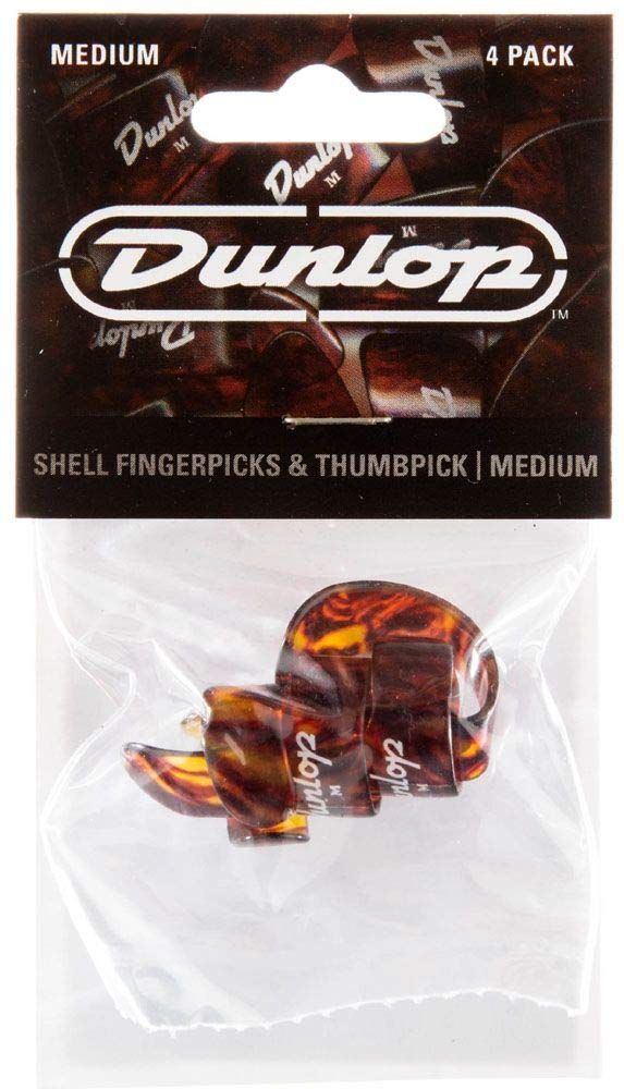 Jim Dunlop 9010TP Shell Plastic Fingerpicks, Medium, 4/Player's Pack