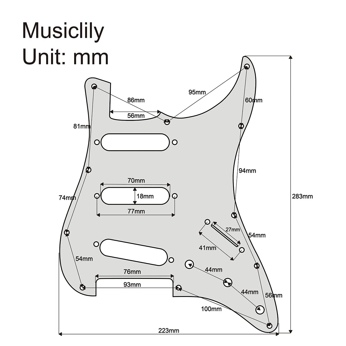 Musiclily Pro 11-Hole 62 Vintage Style SSS Strat Guitar Pickguard for American Stratocaster 62, 4Ply Tortoise Shell