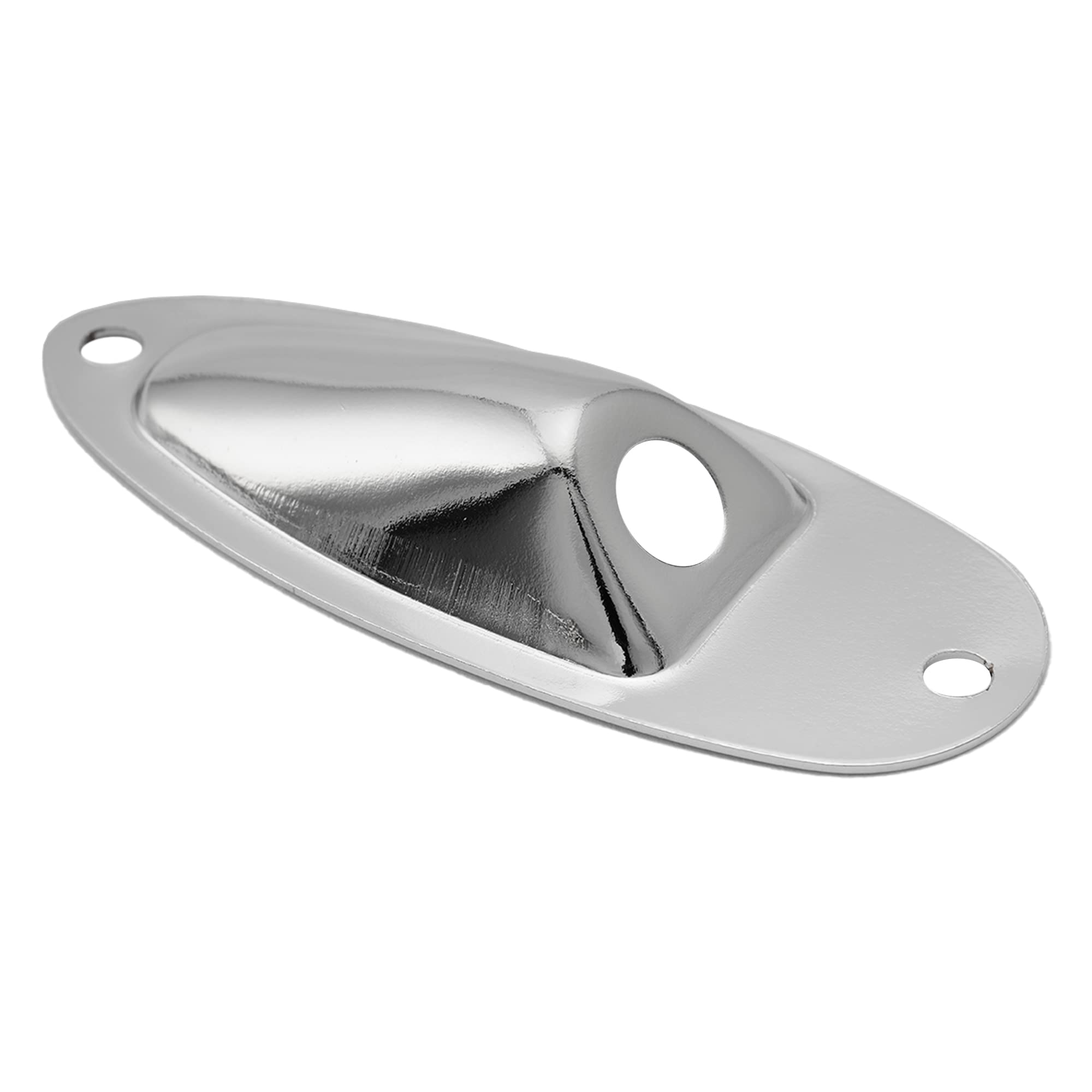 Musiclily Boat Style Strat Jack Plate for Fender Stratocaster Electric Guitar Replacement, Chrome(Pack of 2)