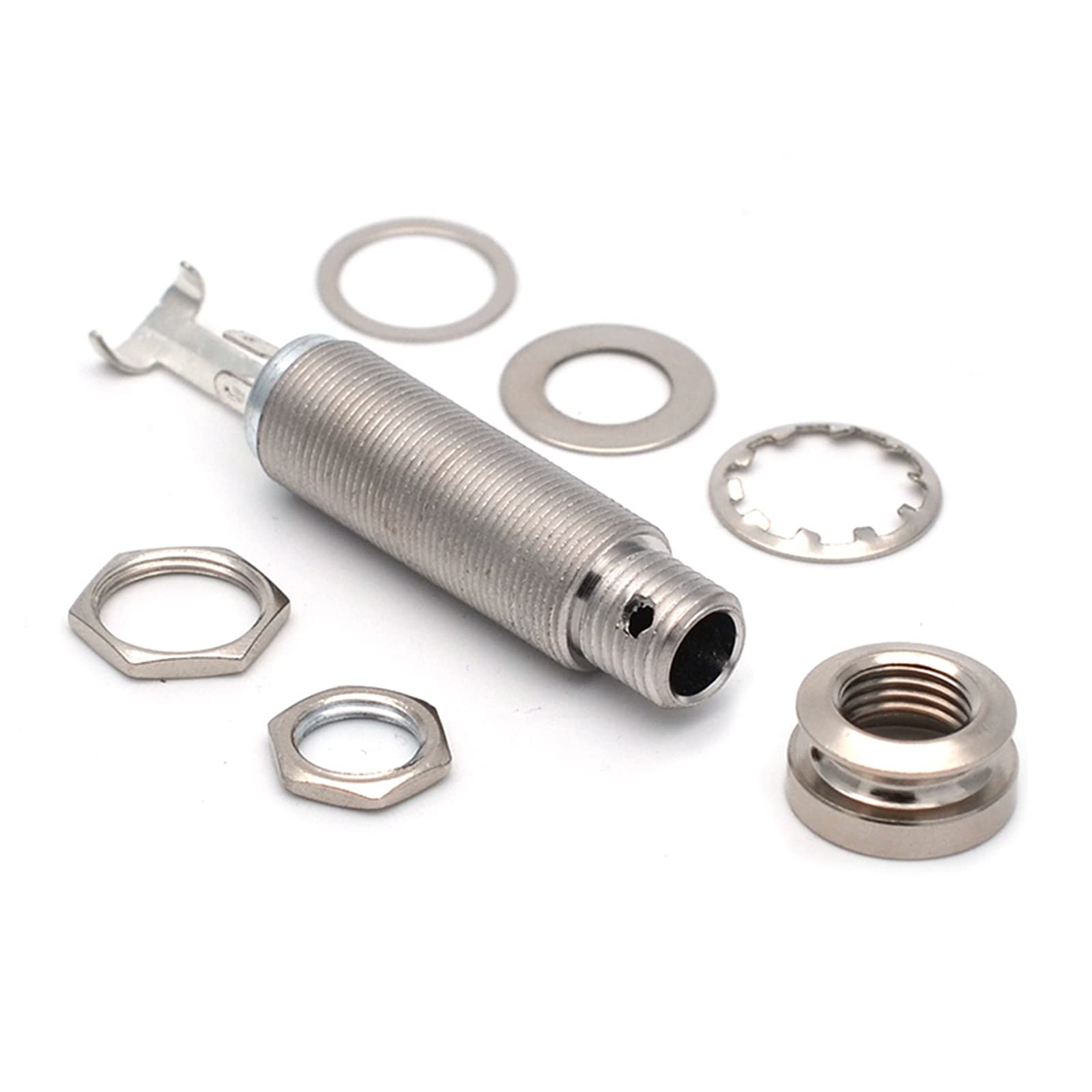 SAPHUE Brass Electric Guitar Bass 1/4Inch Barrel Jack 44.5x16cm Cylinder Input/Output Stereo Barrel Endpin Long Threaded Jack So