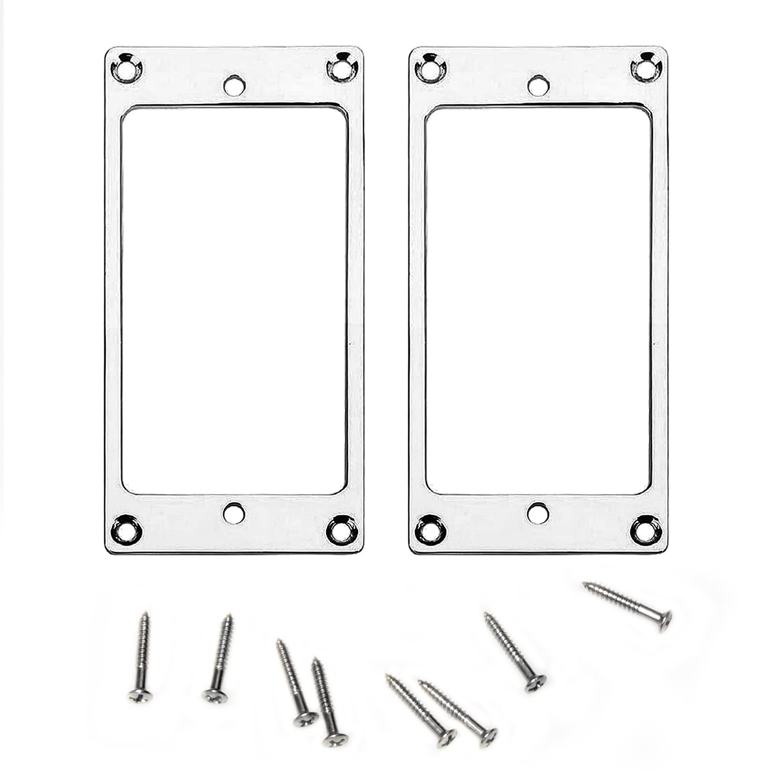 Cheerock Chrome Humbucker Pickups Cover Mounting Ring Set Replacement Part Compatible With Flat Body Electric Guitar Or Precisio