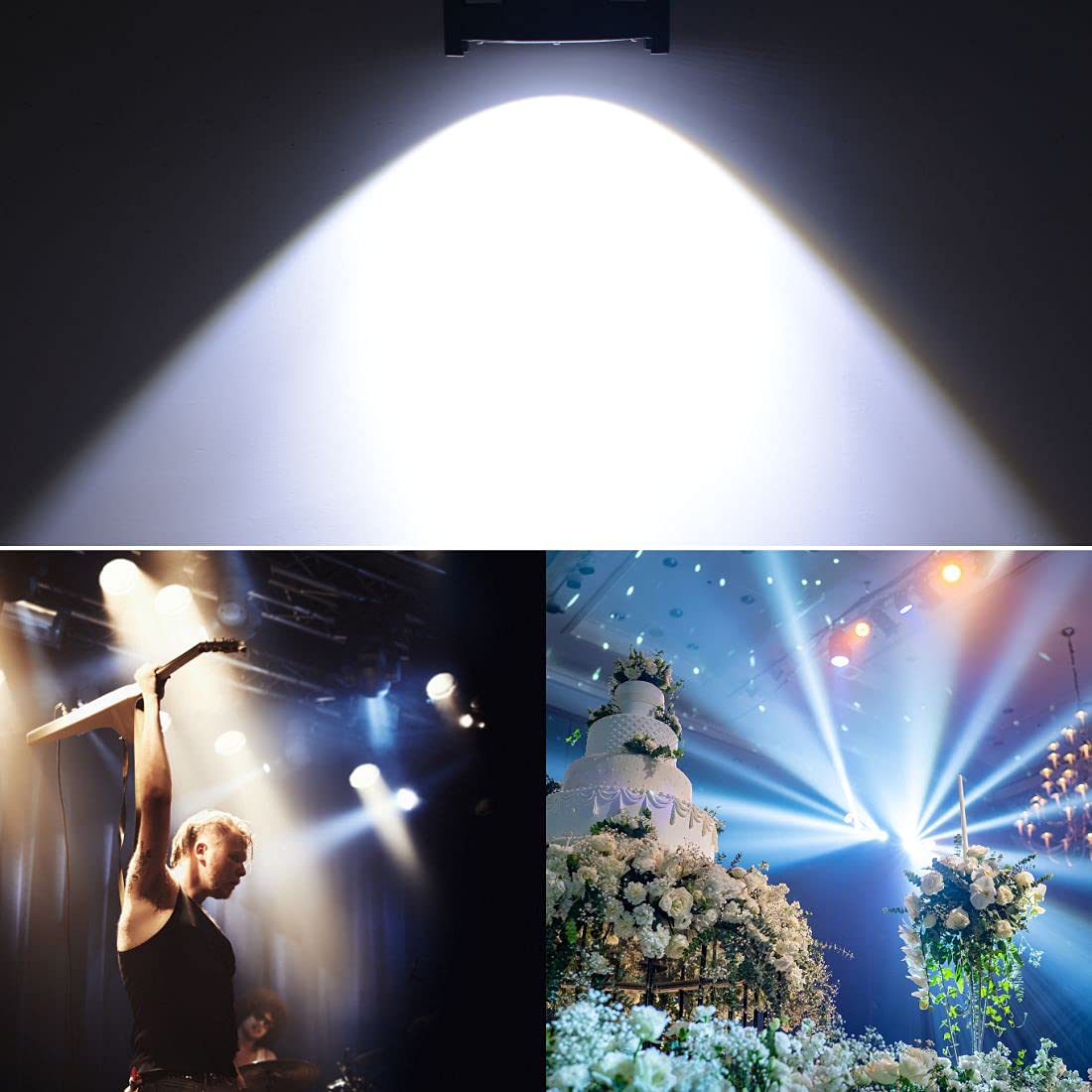 Seven Stars 200W COB Lights, LED Par Light Warm White & Cool White Stage Wash Lights, DMX Stage Lights for Church/Party/Stage Sh