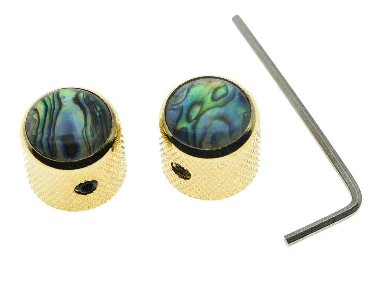 Dopro 2Pcs Gold Tele Telecaster Abalone Top Guitar Dome Knobs Bass Knobs With Set Screw And Wrench