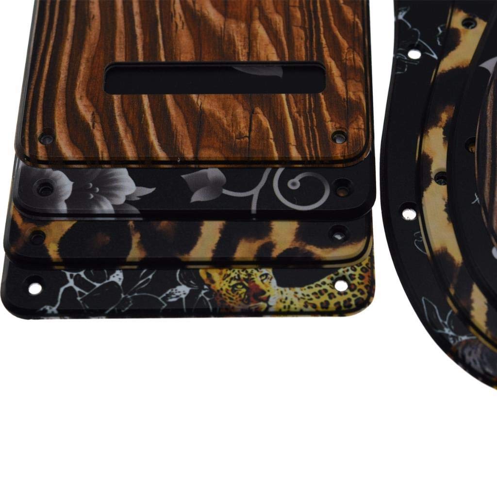 Dopro 11 Hole Strat SSS 3D Printed plastic pickguard ST Back Plate Trem Cover fits USA/Mexican Fender Strat Leopard Pattern