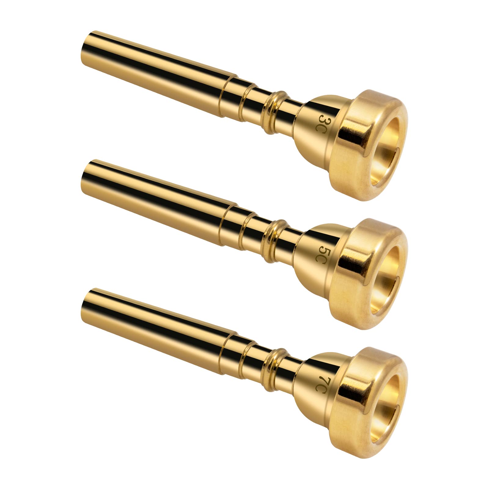 Cheerock 3Pack Trumpet Mouthpiece 3C 5C 7C Trumpet Accessories, Brass Trumpet Mouthpiece Set Suitable for Beginners and Professi