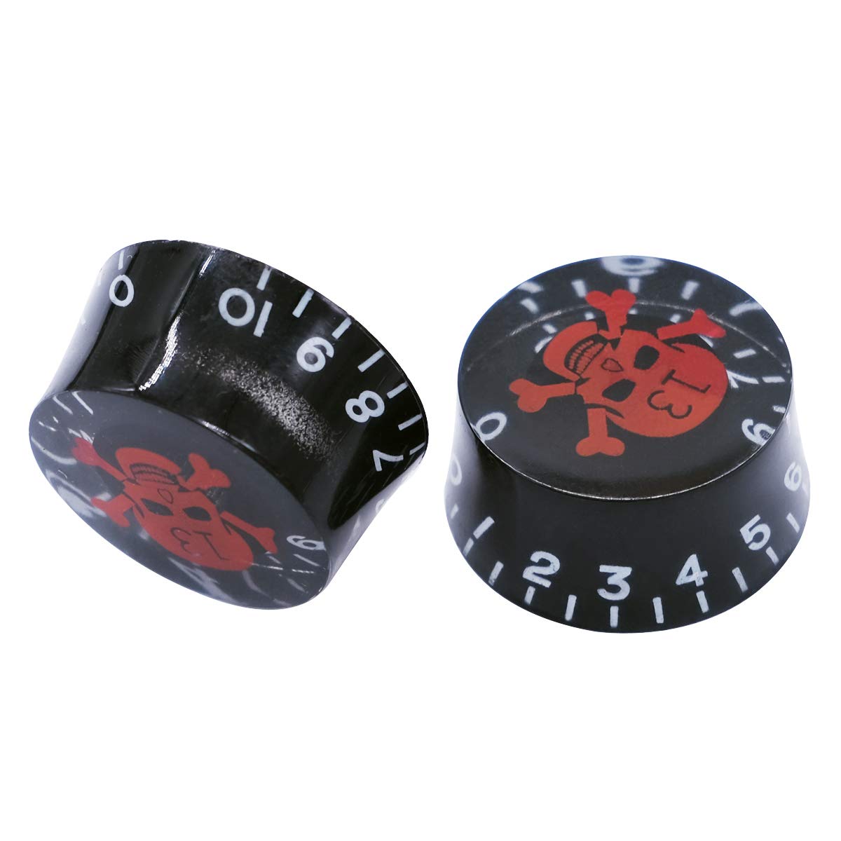 mxuteuk 4pcs Skull Electric Guitar Knob Bass Top Hat Knobs Speed Volume Tone Knob AMP Effect Pedal Control Knobs Black with Red