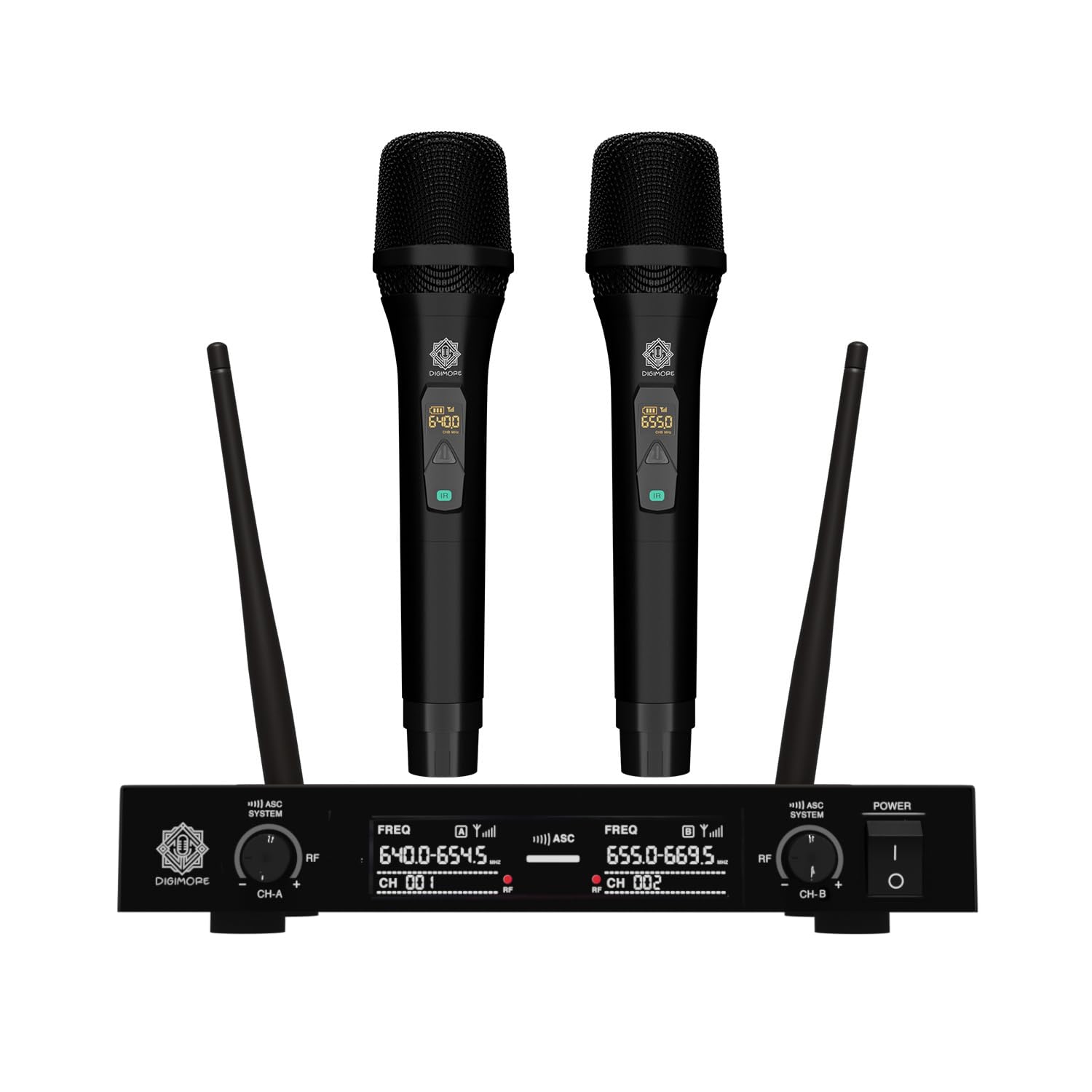 DIGIMORE Professional UHF Wireless Microphone System | 60 Channels | 300ft Range | Metal Body | Best for Singing, Live Events, T