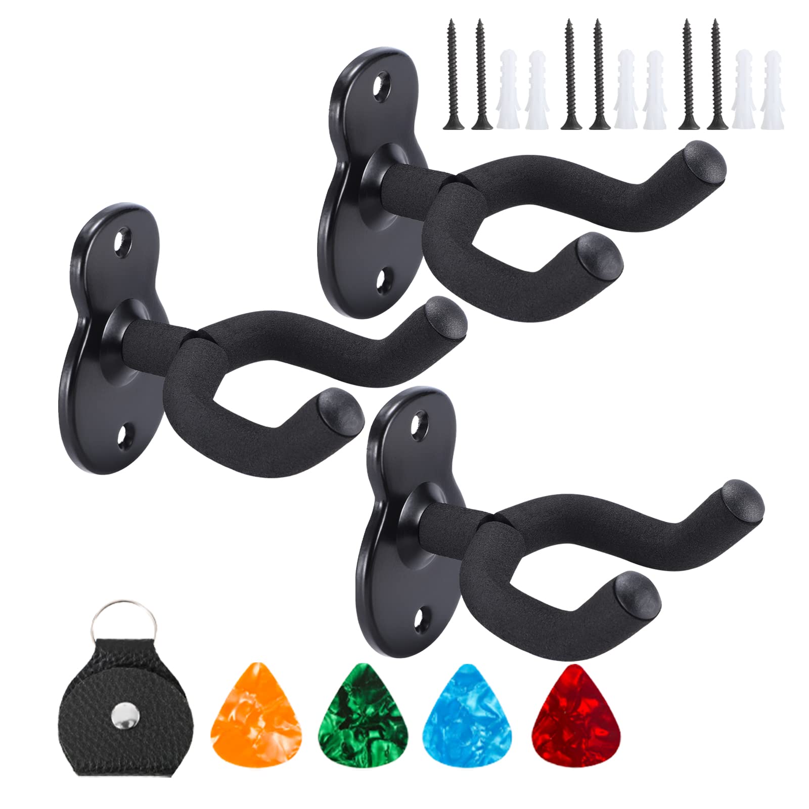 Guitar Wall Mount,Ukulele Hanger Hook Holder Stand Guitar Hangers Hooks For Acoustic Electric Bass Guitars And Ukulele (3 Set)