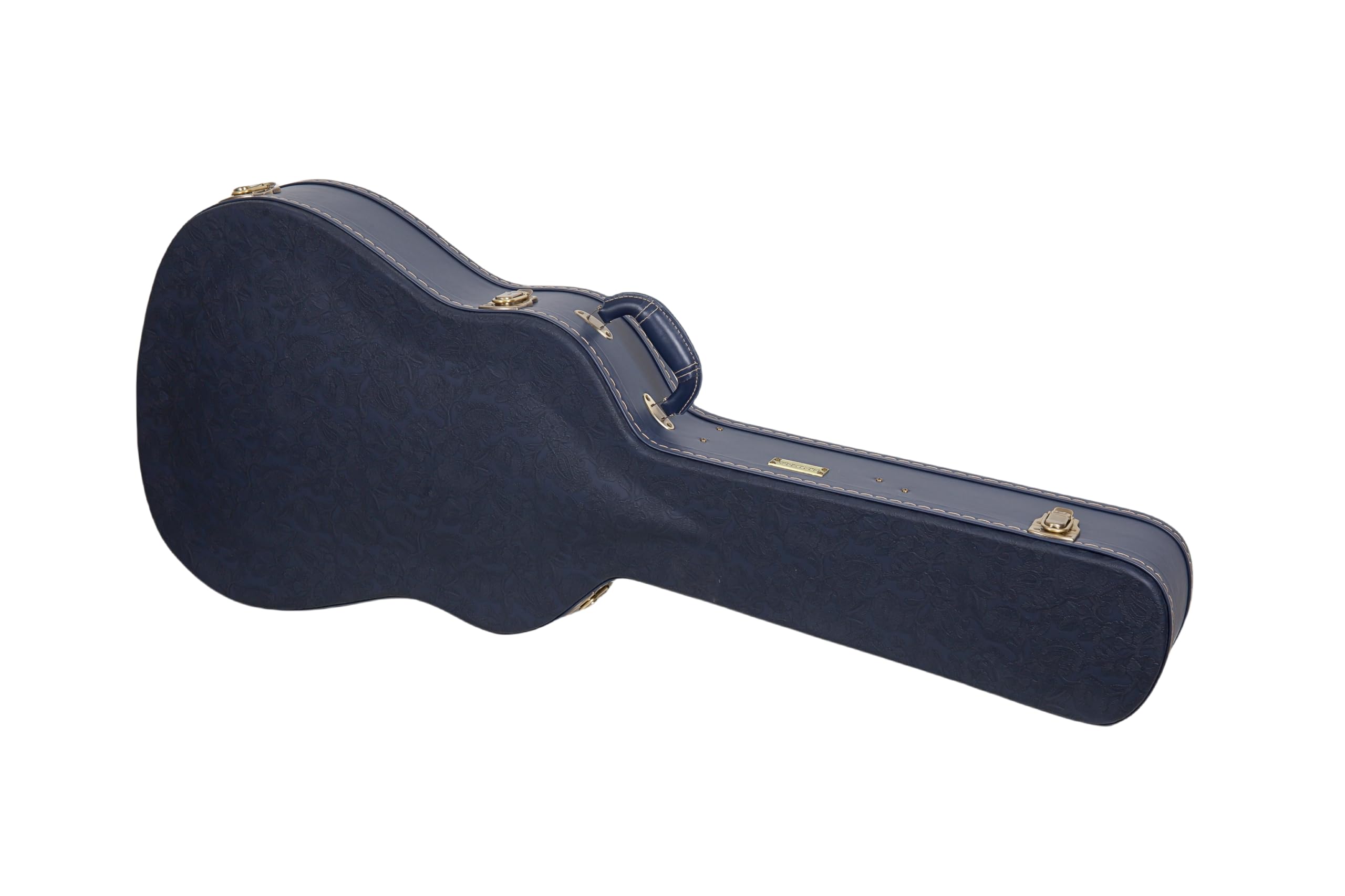 Crossrock Relief Series Dreadnought Guitar Case for Gibson J-45 / Martin D-Style | Carved Ocean Blue Finish, Deep Scarlett Velve