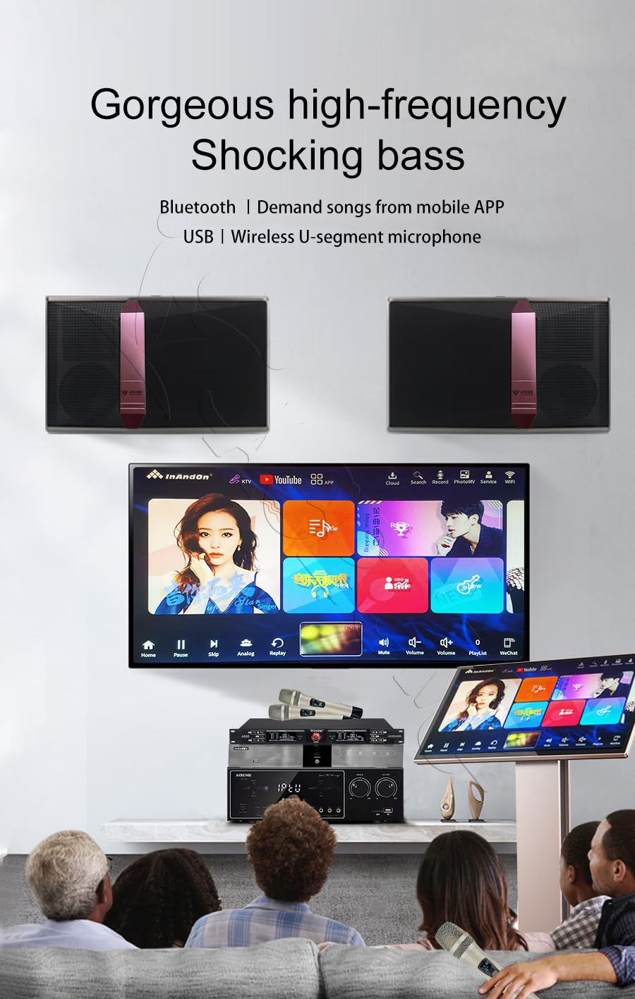 TSRINAMS520-16TB 22'' MIC Family KTV Singer Audio Set Full Karaoke Machine Home All-in-One Machine