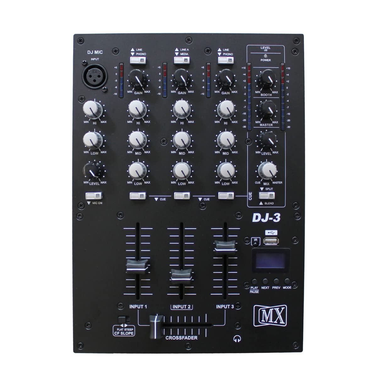 Mx 3-Channel Dj Mixer With Usb & Bluetooth | Professional Audio Mixing Console For Studio Recording, Live Streaming, Karaoke, An