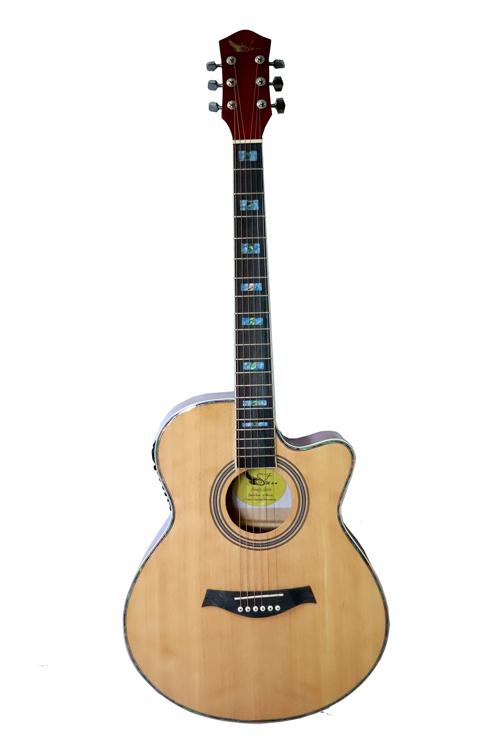 Swan7 40 Inch Natural Glossy Semi-Acoustic Guitar