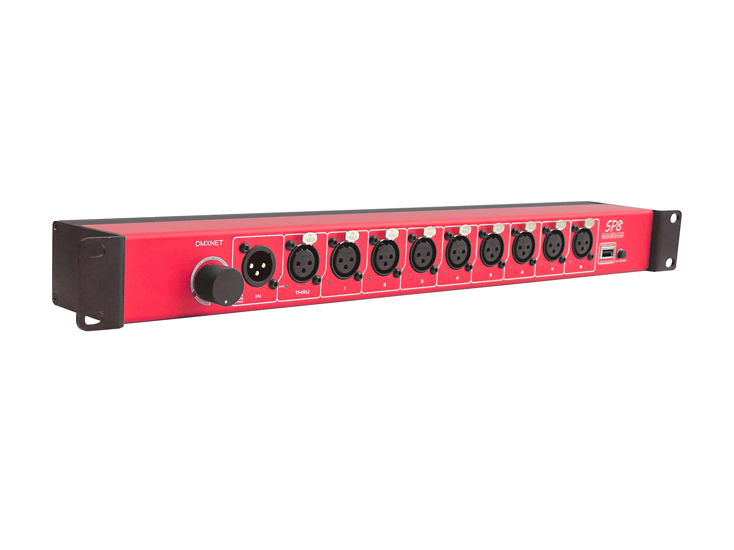 DMXNET 8-port Opto-Isolated DMX Splitter/Amplifier/Isolator, LED Indicator, USB Adjustable Work Light, DMX VIEW Function, Bulit-