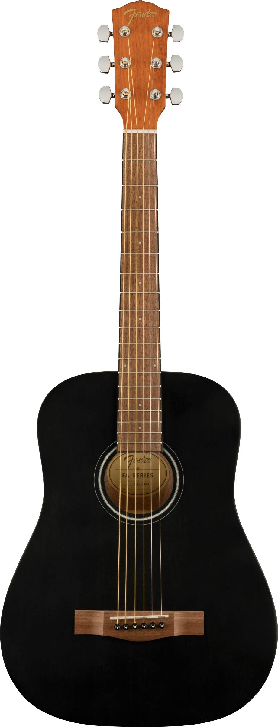 Fender FA-15 3/4-Scale Kids Steel String Acoustic Guitar - Black Bundle with Gig Bag, Tuner, Strap, Picks, and Austin Bazaar Ins