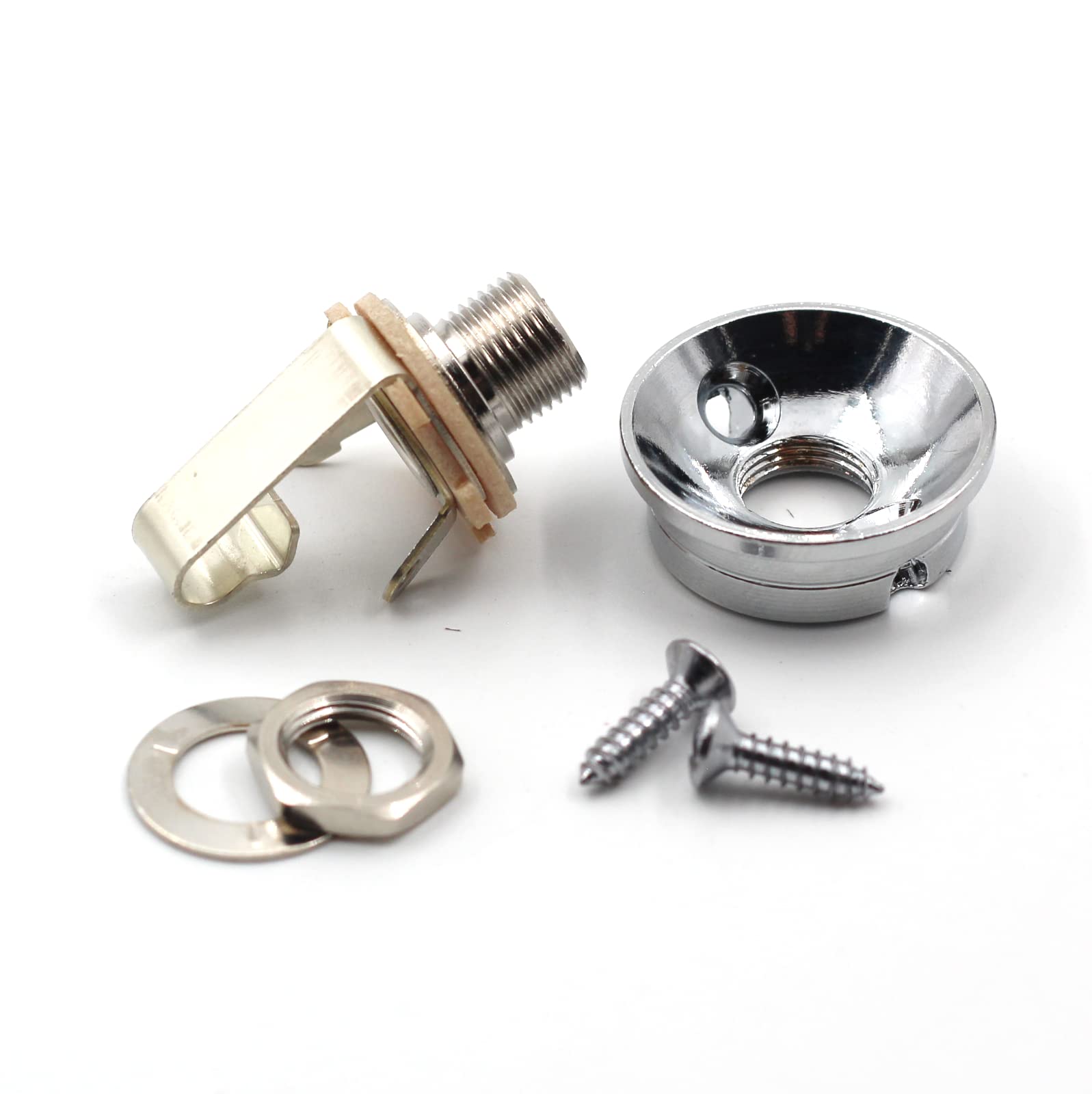 Electrosocket Jack Plate For Telecasters - Polished Chrome Finish + Switchcraft J11 Mono Jack