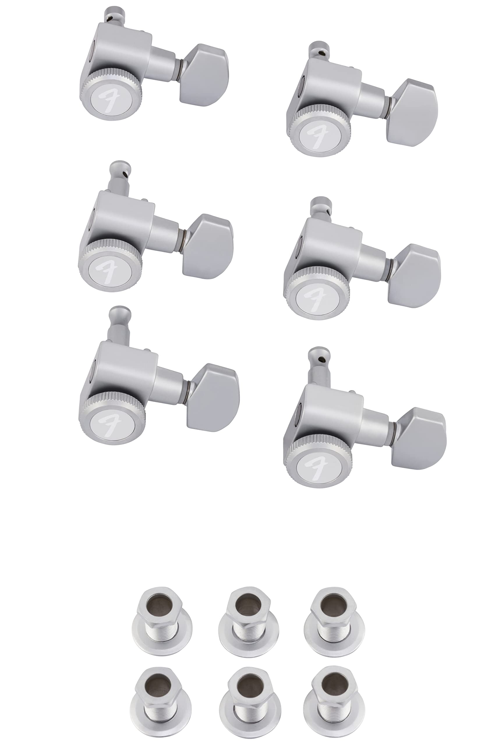 Fender Deluxe Locking Staggered Guitar Tuners, Brushed Chrome