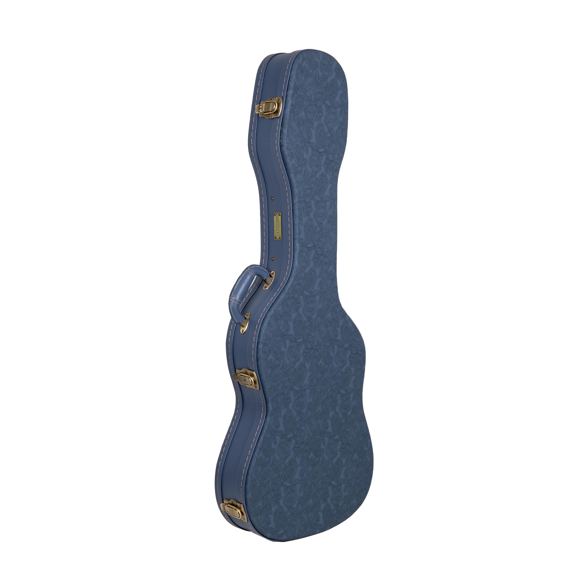 Crossrock Relief Series Electric Guitar Case for Telecaster & Stratocaster Style | Carved Smoke Blue Finish, Monochrome Blue Vel