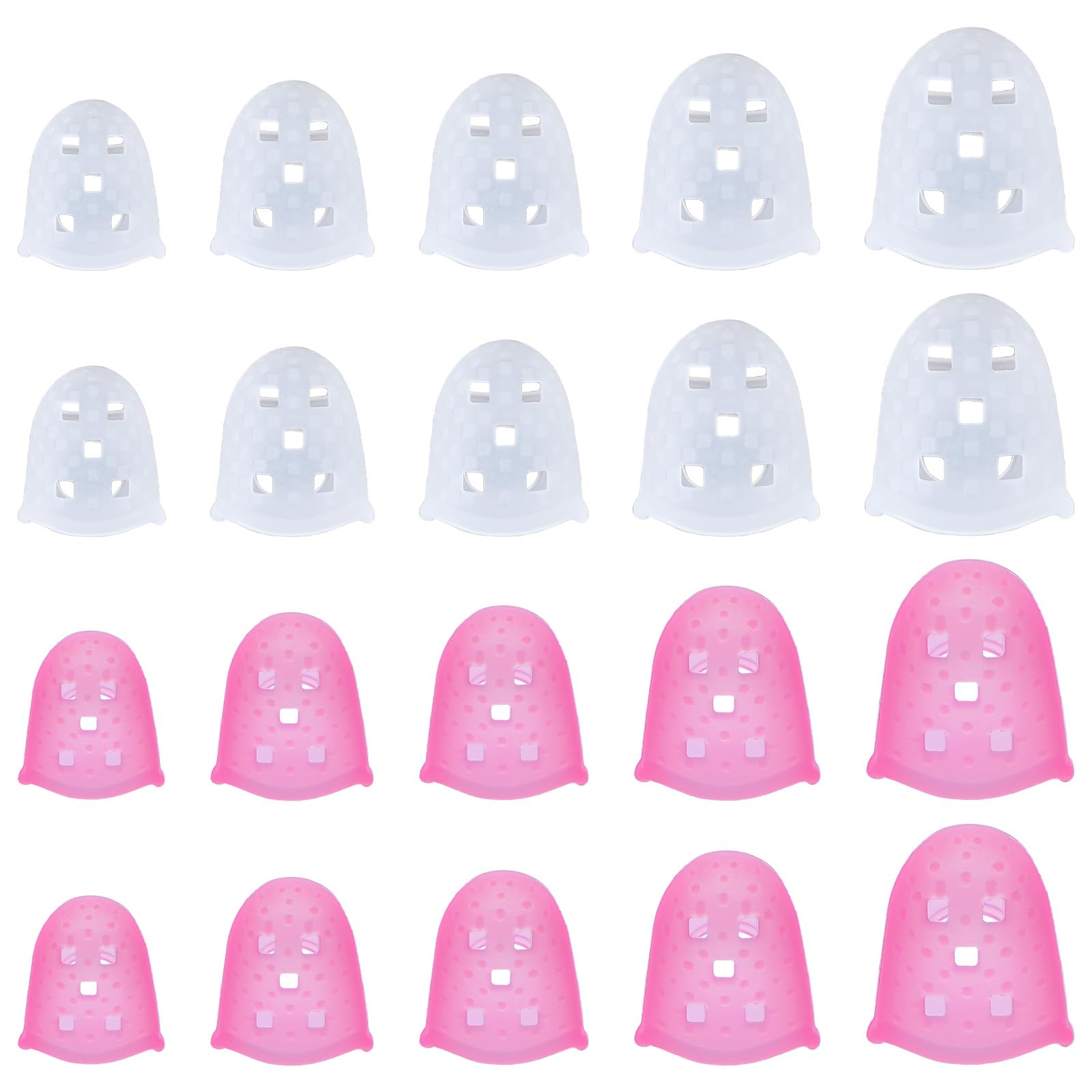 Jiyin 20 Pcs Rubber Finger Tips, Silicone Guitar Fingertip Protector Fingertip Protector Caps 5 Sizes Rubber Fingers Tips Guard