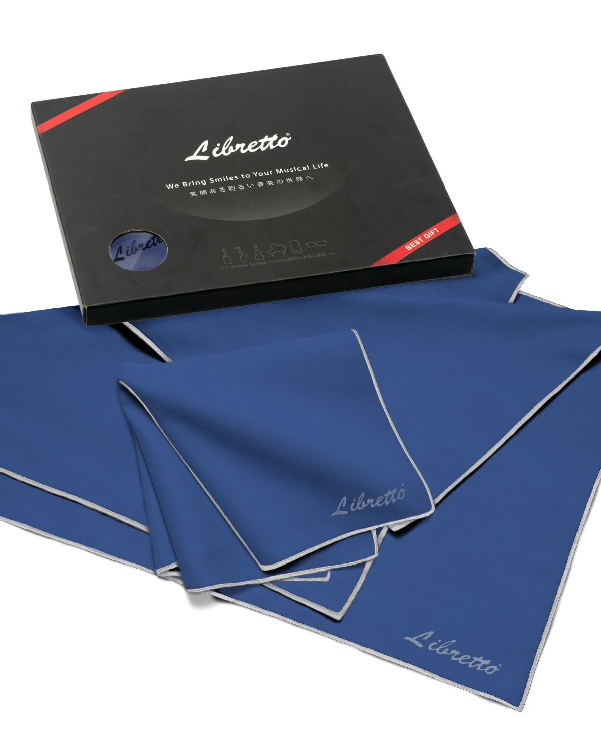 Libretto Microfiber Polish Cloth, 3 Useful Sizes In 1 Pack, Violin And Cello Cleaning & Polishing Products, Blue, Lint-Free, Sup