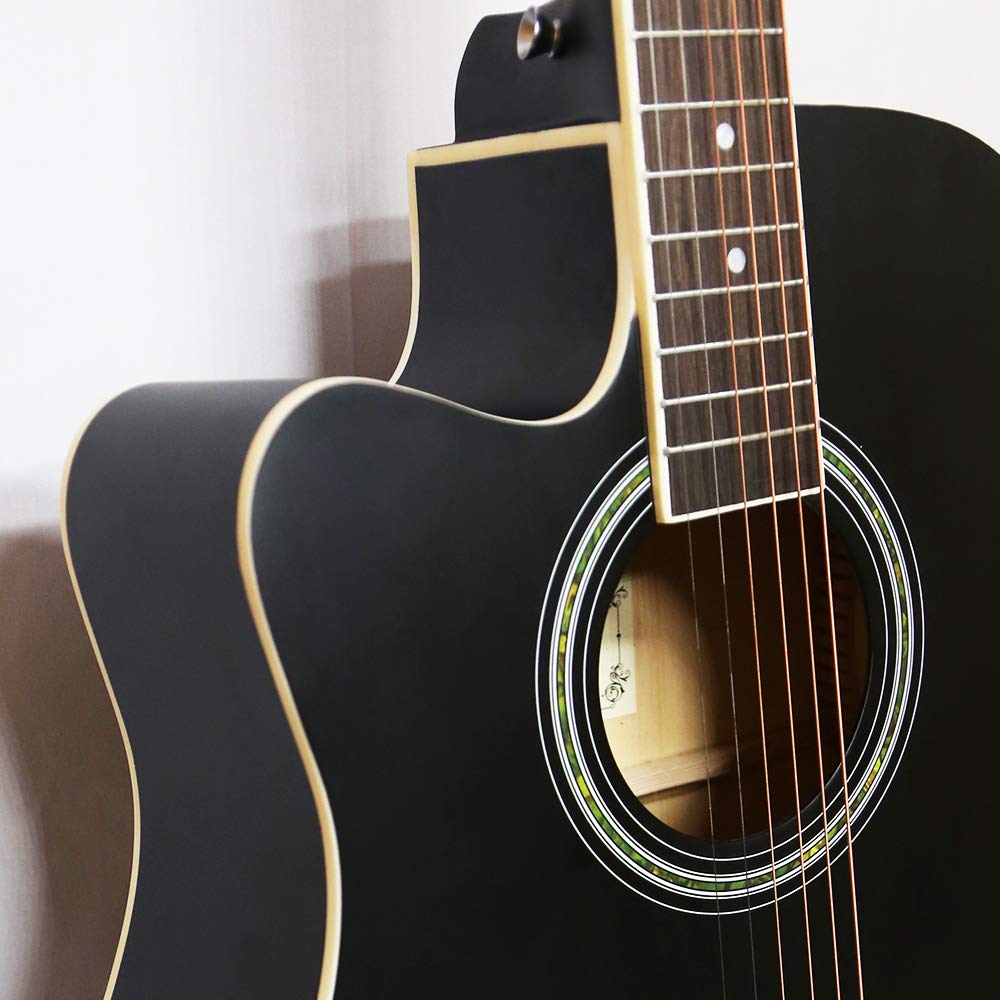 Left Handed Guitar,Left Handed Acoustic Guitar Cutaway 41 inch Full-size Beginner Guitar Package with Gig Bag Tuner String Strap