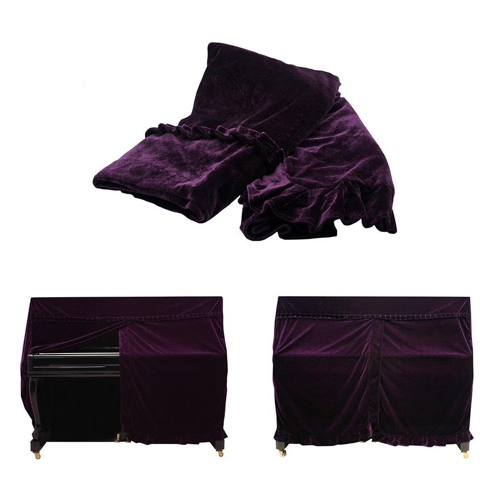 Upright Piano Cover, Colorfast Pleuche Full Piano Dust Proof Decorated Cover(Purple)