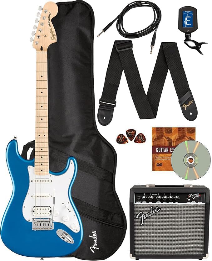 Fender Squier Affinity Stratocaster Hss - Lake Placid Blue Bundle With Frontman 10G Amplifier, Instrument Cable, Gig Bag, Strap,