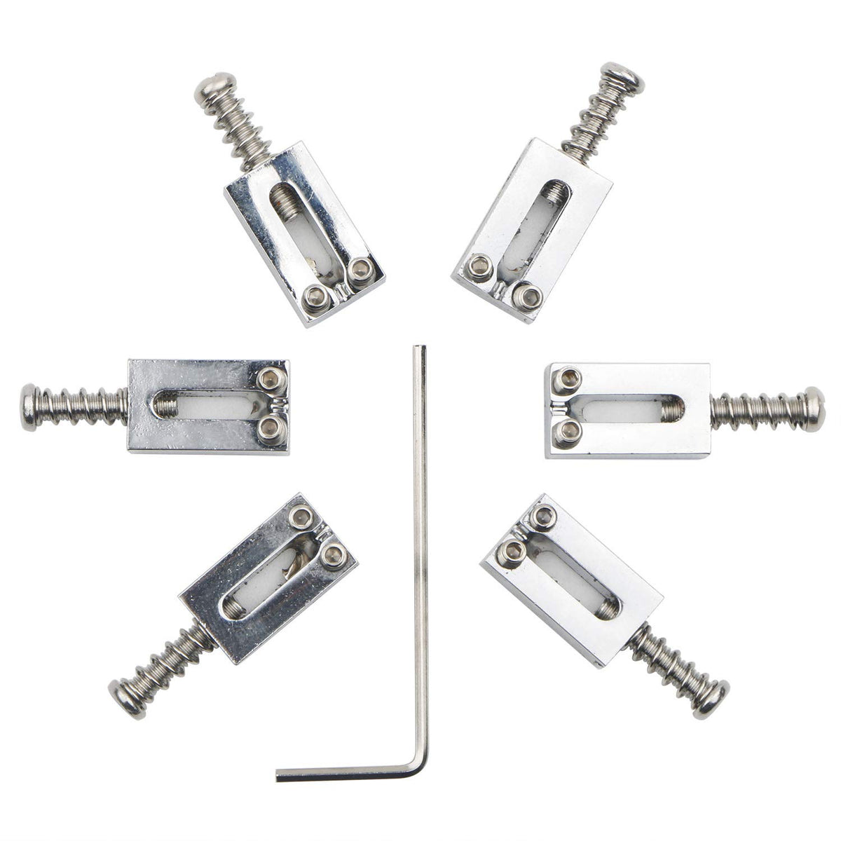 Swhmc Pack Of 6 Tremolo Guitar Bridge Saddles For Fender Strat Stratocaster Tele Telecaster Electric Guitar Replacement Accessor