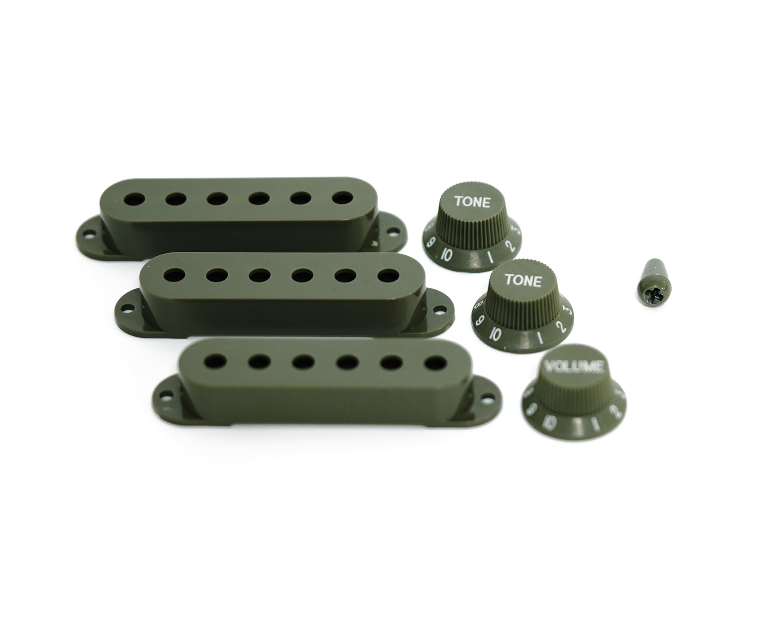 Guyker 3Pcs Plastic Guitars Single Coil Pickup Covers (52Mm Pole Spacing) & 1 Volume 2 Tone 1V2T Switch Knobs & Switch Tip Cap P