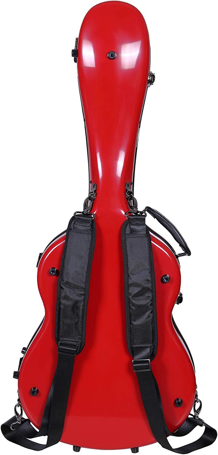 Crossrock 4/4 Full Size Backpack Style Fiberglass Hardshell Red Classical Guitar Case