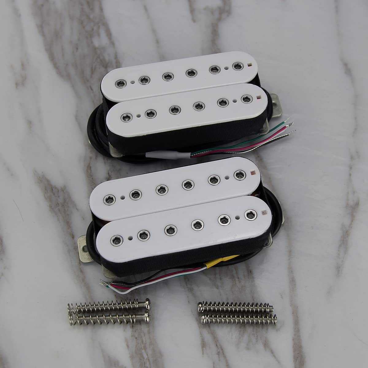 FLEOR High Output Alnico 5 Electric Guitar Neck Pickup & Bridge Pickup Humbucker Set White