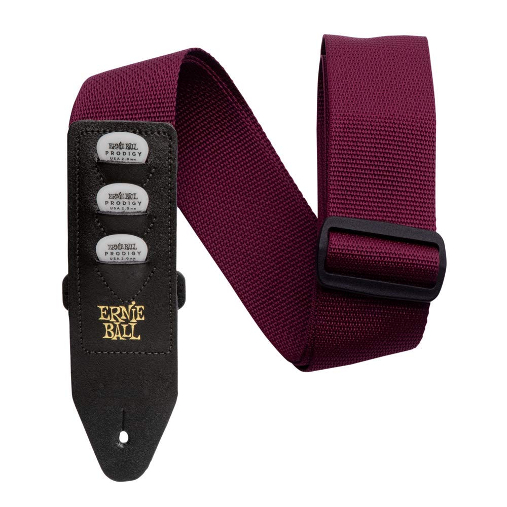 Ernie Ball Pickholder Polypro Guitar Strap, Burgundy (P04688)