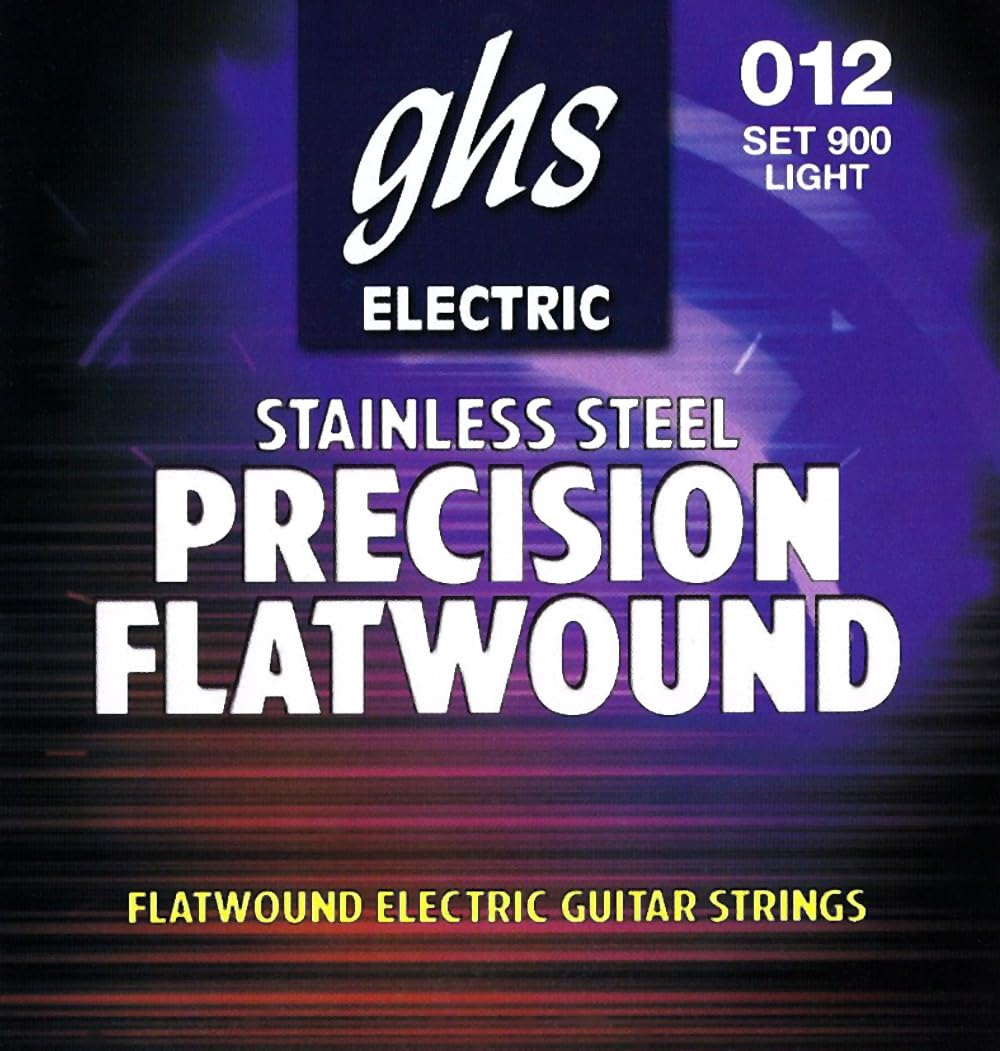 GHS Strings - Precision Flatwound - Electric Guitar Strings - Stainless Steel - High Volume - Polished Smooth - (L) - Light Gaug